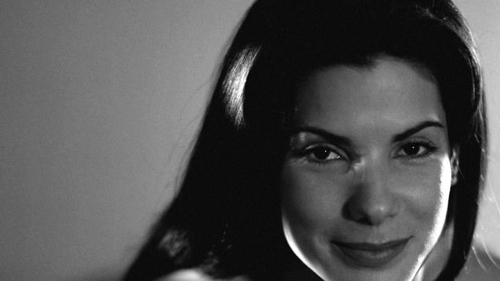 Sandra Bullock Smiling Black And White Front Face Closeup